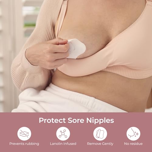 Image of Momcozy Hydrogel Nursing Pads, Nipple Pads with Lanolin Supports Instant Cooling Relief from Breastfeeding and Pumping, Breastfeeding Essentials, 6 PCS Individually Wrapped