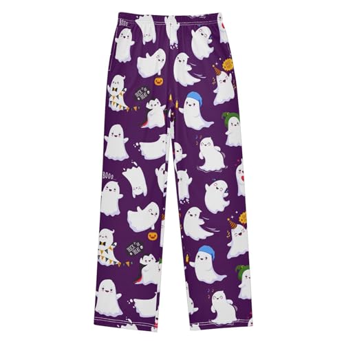 Boys' Pants Cartoon Halloween Kawaii Ghost Long Bottoms Jogger Pants Elastic Waist Trousers with Pockets S-XL