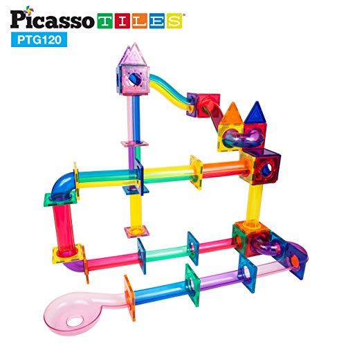 Picassotiles Marble Run 120 Piece Magnetic Building Blocks Magnet Tile Construction Toy Playset Stem Learning Educational Block Child Brain Development Kids Toys For Boys And Girls Age 3 And Up #TOP2