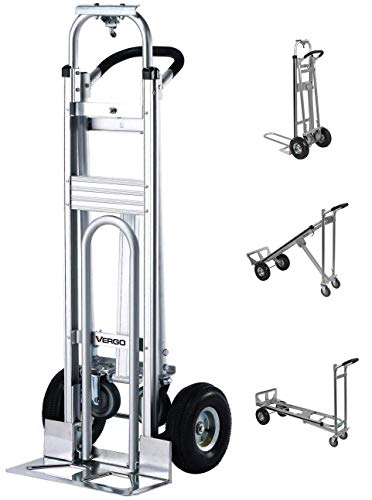 Vergo Industrial AS7A2 Aluminum Convertible Hand Truck Dolly Cart with Loop Handle 700 lbs Capacity (3 Positions, 53″ High)