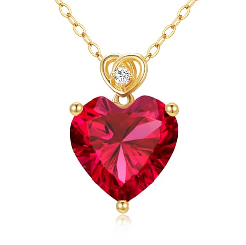 14k Gold Heart Gemstone Birthstone Necklace
