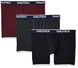 Nautica Men's 3-Pack Soft Stretch Boxer Brief, Black Heather/Charcoal Heather/Cornell Heather, Large