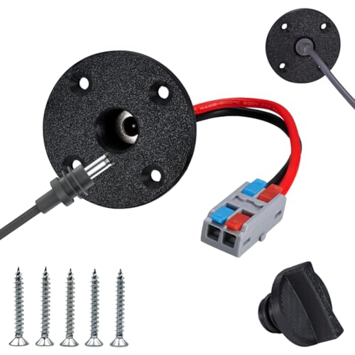 Lephchiryn RV DC Cable Panel Mount Compatible with Starlink mini, 5.5 x 2.1mm 2-Pole DC Female Socket，Waterproof Passthrough(Round, Black 1pcs)