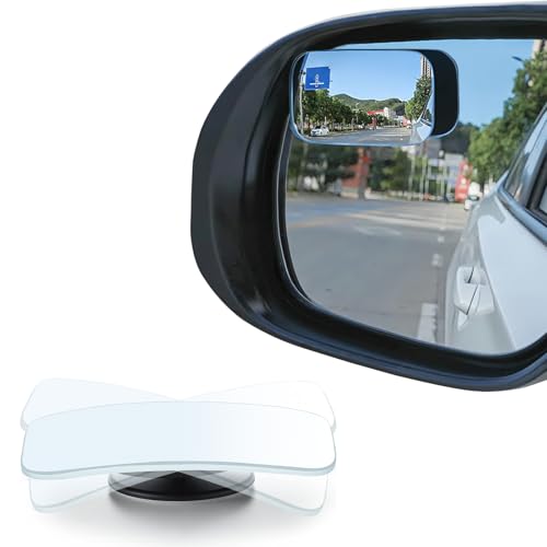 Image of LivTee Blind Spot Mirror, Rectangle Shaped HD Glass Frameless Convex Rear View Mirror with wide angle Adjustable Stick for Cars SUV and Trucks, Pack of 2