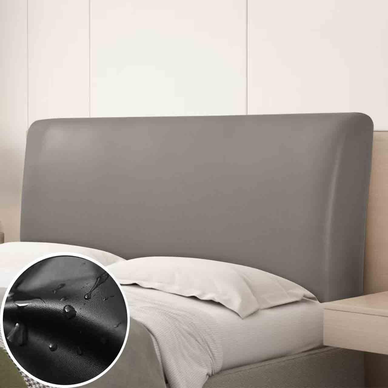 Dusoof Housse de tête de lit en cuir souple et extensible pour chambre à coucher Taupe Convient pour tête de lit de 140 à 160 cm Facile à nettoyer