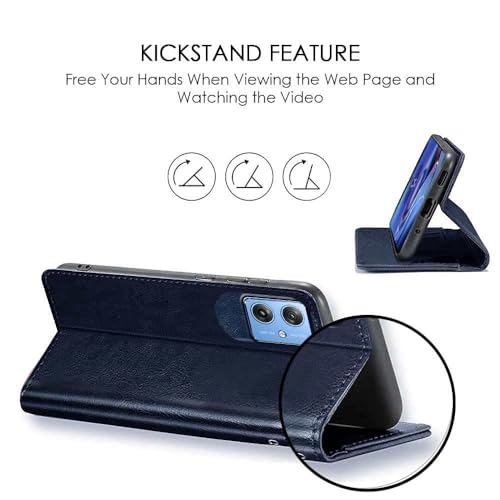 Image of TOUCCH Flip case for Motorola Moto G54 5G | Moto G64 5G| Leather Finish Cover & Flexible Stand Design | Card and Money Pocket | Blue