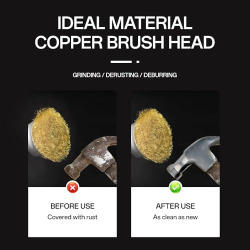 Image of 5 Pcs Wire Wheel Brush Set for Drill,Carbon Steel Wire Cup Wheel Coarse Crimped Abrasive Brass Coated Brushes with 1 /4 Inch Hex Shank for Rust Remova,Corrosion and Scrub Surfaces