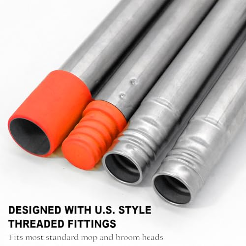 Xifando Mop Handle Replacement - 4-Section Adjustable from 30\" to 58\" - Durable Stainless Steel Mop Pole with American Thread Joint for Spin Mops & Brooms (Orange) - Thumbnail 6
