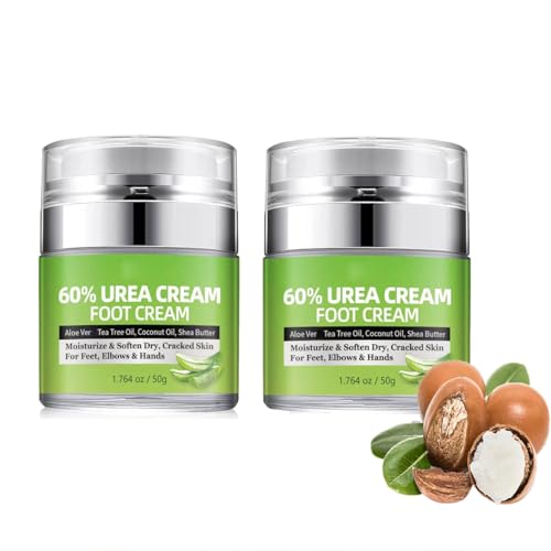 Crema de urea 60% con 2% de ácido salicílico, crema hidratante máxima para pies y manos para piel seca y agrietada, eliminador de callos sin perfume, exfoliante para piel muerta (2 unidades)