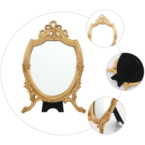 Espejo de maquillaje HOOWIFFY dorado y vintage para un tocador elegante 7