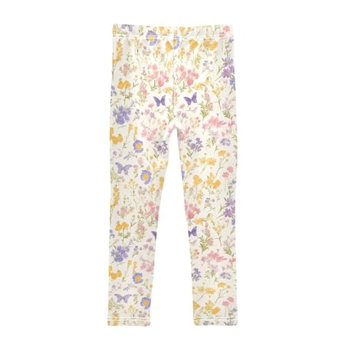 KLL Wild Summer Rustic Flowers Cottage Butterfly Toddler Girls' Cotton Pants Casual Full Length Dance Pants Exercise2