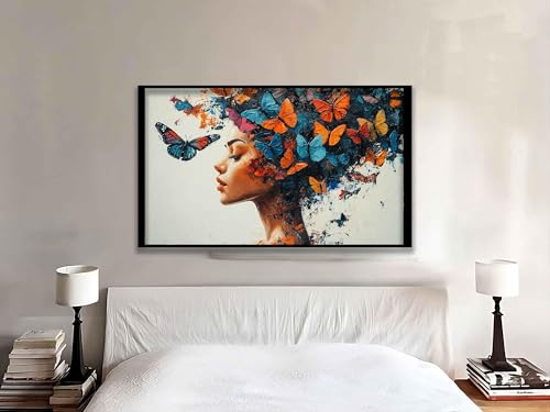 Tableau femme africaine imprimé papillons affiche abstraite murale