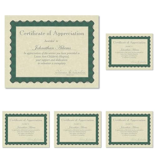 Great Papers! Metallic Green Border Certificate Paper, 8.5x11, 100 per pack (pack of 5)