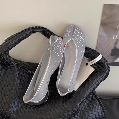 Women's Cute Tabi Shoes Mesh Slip-On Flats Sparkle Hidden Lift Split-Toe Comfort Dressy Shoes Everyday Wear Summer2