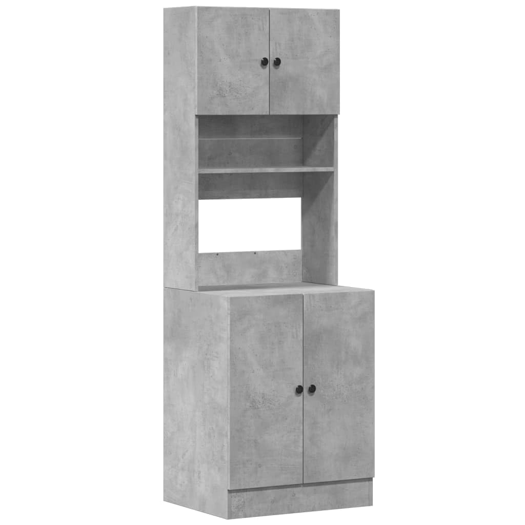 Armoire de cuisine gris béton 60x50x180 cm meuble de rangement haut