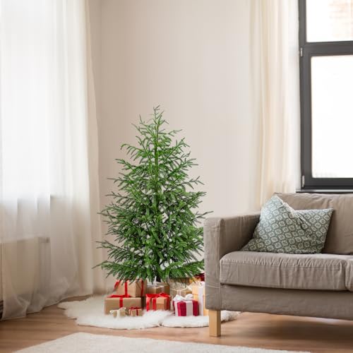 ENVEN Norfolk Pine Christmas Tree Real Touch Faux Holiday Tree with Pot, Realistic Indoor Outdoor Decoration for Entryway, Living Room, Office, Apartment (4FT- 2Pack)