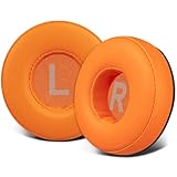 SOULWIT イヤーパッド 70MM for WH-CH500/CH510/CH520,MDR-ZX100/ZX110/ZX110NC/ZX220/XB200/ZX300/ZX330BT,MDR-V100/V150/V200/V250/V300/V400,DR-BT101/ZX102DPVなど 用 イヤークッション プロテインレザー 交換パッド オレンジ