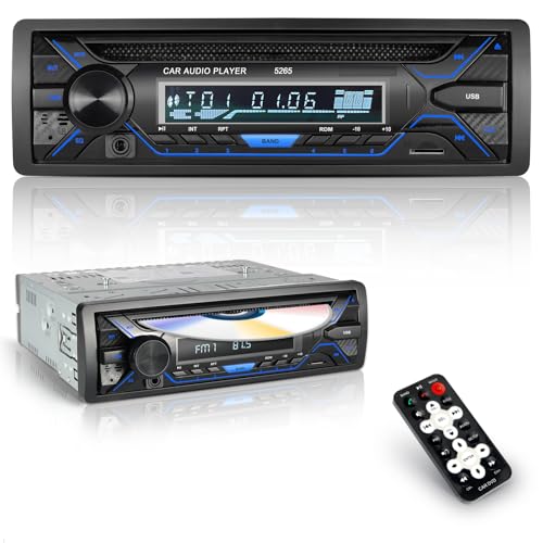 Single Din Bluetooth Car Stereo with CD/DVD Player, Single Din Radio with SD Card/AUX/USB Playback, AM/FM