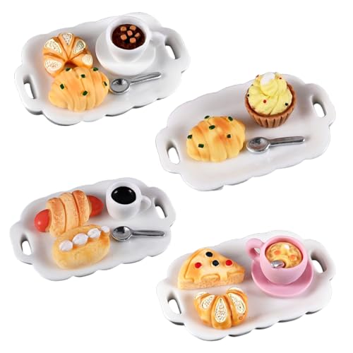 Cuisine Miniature, Mini Food, Miniatures, Set de Petit Déjeuner pour Maison de Poupée, Accessoires pour Maison de Poupée, Set de Petit Déjeuner Simulé...