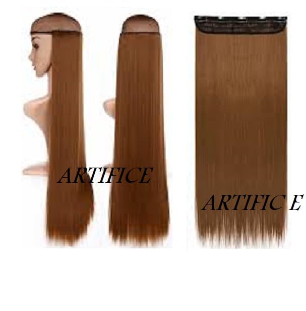 Image of Artifice 5 Clip Straight Clip in Hair Extensions for Women Natural Soft Clip on Extensions Synthetic Thick Hairs for Any Event for Girls Hair Extension Golden Brown 26 inch