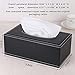 High-end Fashion PU Leather Tissue Box Holder Black with lid, Rectangular Napkin Facial Tissues Holder Dispenser,Home Office Car Tissue Box Cover Decorative Container with Magnetic Bottom (Black)