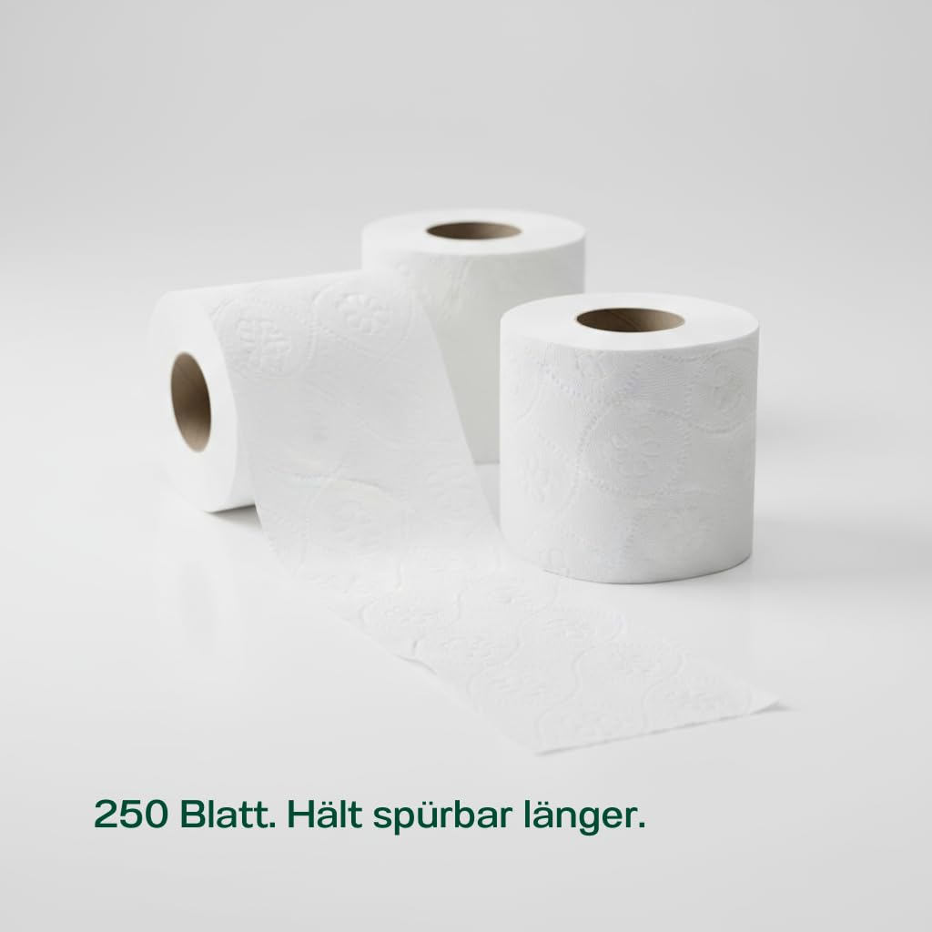 Vella Toilettenpapier 72 Rollen Großpack, 3-lagig, extra weich & saugstark, 250 Blatt pro Rolle, Zellstoff, parfümfrei