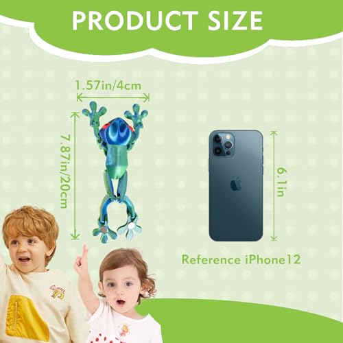 Imán decorativo 3D rana articulada grande azul y verde miniatura 3
