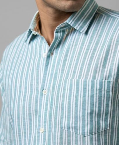 Image of Men's Regular Fit Stripes Pattern Casual Shirt With Pocket | Full Sleeves