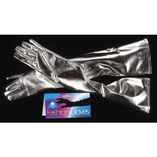 Loftus International Long Reflective Shiny Adult Costume Gloves Silver One Size 24