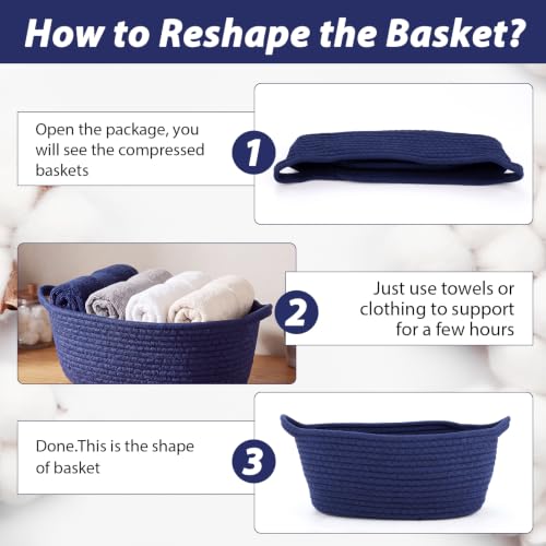 Image of woric Navy Blue Baskets for Gifts Empty Small Woven Gift Basket