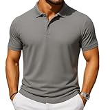 Apex Mens Polo Shirt - Short Sleeve Polyester Cotton Blend, Breathable and Wrinkle Free, Casual & Office Wear Polo Shirts For Men (UAE/KSA, Alpha, L, Regular, Regular, Medium Grey)