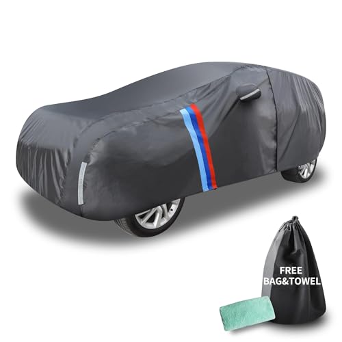 Image of SUV Car Cover for Automobiles All Weather Waterproof,Snowproof UV Protection Windproof Outdoor Full car Cover with Zipper, Universal Fit for SUV Length 200 Inch,Black