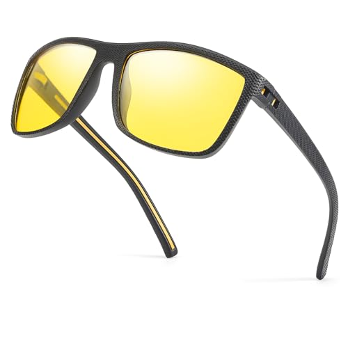 Myiaur Night Vision Driving Glasses for Men, Polarized Anti Glare Yellow Lens Glasses for Nighttime with UV400 Protection