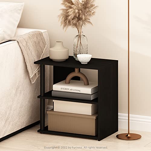 Image of Furinno Romain Side Table, 2-Tier End Table with Open Shelf, Night Stand, Bedside Table, for Living Room, Bedroom, Espresso