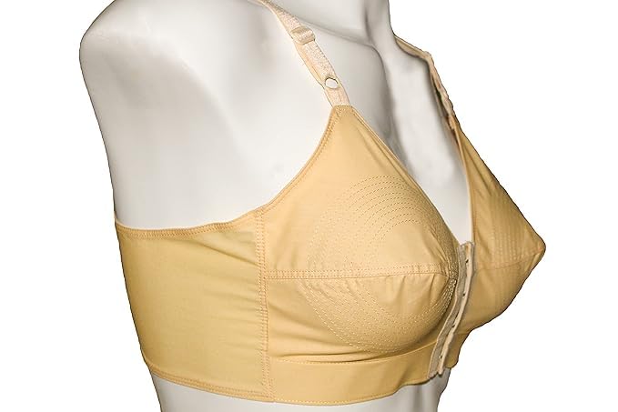 Women's Cotton Non-Padded Wire Free Low Neckline Front Opening Bra Beige-picture-30