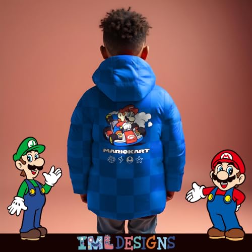 Image of Nintendo Super Mario Bros Winter Jacket for Boys Mario Kart Graphic Print Boys Puffer Winter Coat for Big and Little Kids