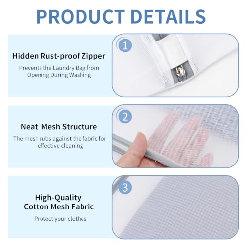 10-Pcs-Mesh-Laundry-Bags16-x-20-Inches-Delicate-Wash-bags-for-Home-College-DormWashable-Zipper-Design-Travel-Mesh-Laundry-for-Clothes-lingerie-Sheet-Shoes