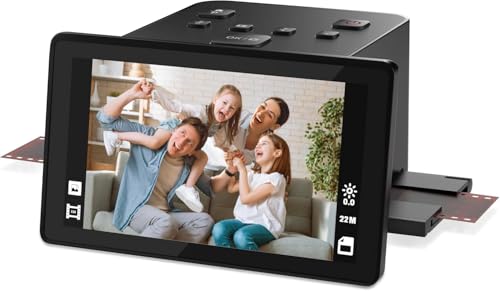 Scanner numérique de Films et de Diapositives avec Grand écran LCD de 5 Pouces, Scanner négatif et Scanner de Diapositives pour numériser, convertit 135,...