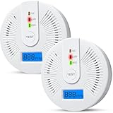 Carbon Monoxide Detectors,CO Detectors Battery Powered,2 Pack Carbon Monoxide CO Alarms with Light&Digital Display for Home,Bedroom,Kitchen,Office
