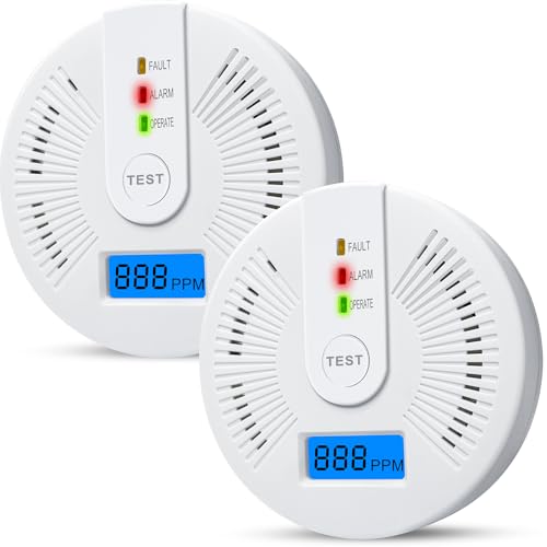 Carbon Monoxide Detectors,CO Detectors Battery Powered,2 Pack Carbon Monoxide CO Alarms with...