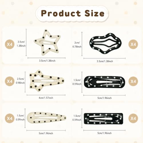 Image of MAYCREATE Star Hair Clips for Girls Women Y2k Polka Dot Cute Hair Clips | Metal snap closure, non-slip grip, lightweight comfort, versatile styling for bangs, ponytails, parties, photos, daily wear