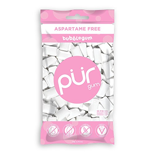 PUR 100% Xylitol Chewing Gum, Bubblegum - Sugar-Free + Aspartame Free, Vegan +