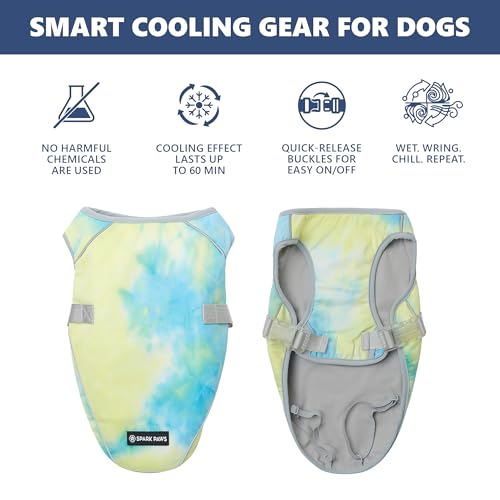 Image of Spark Paws Dog Cooling Vest - SPF 50 UV Sun Protection - Summer Heat Relief Gear for Dogs, Lightweight, Evaporative Cooling - Dog Anxiety Relief Vest During Hot Days - Tropical Storm, Large