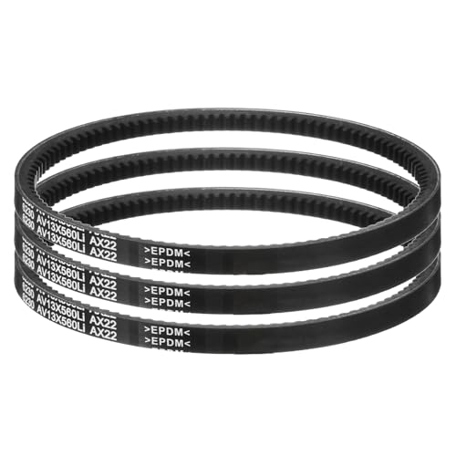 Image of uxcell 3 Pcs AX22 EPDM V-Belt, Raw Edge Cogged Industrial Rubber V Belt 1 /2 inch Width x 22 inch Inside Circumference