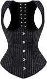 KSHUN Women's Steampunk Gothic Waist Cincher Underbust Corset Black Medium