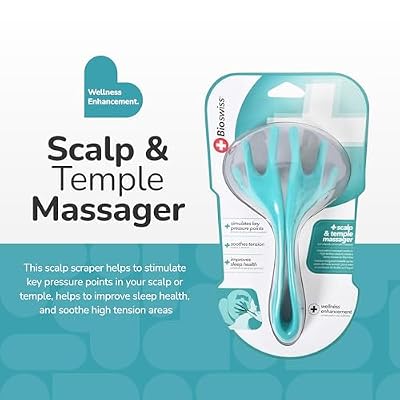 BioSwiss Head Massager, Handheld Scalp and Temple Tingler and Scratcher, Relaxing Hair and Head Stimulation Tool