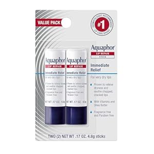 Aquaphor Lip Repair Stick, Moisturizing Lip Balm Pack, Relieves Dryness, 0.17 Oz Stick, Pack of 2