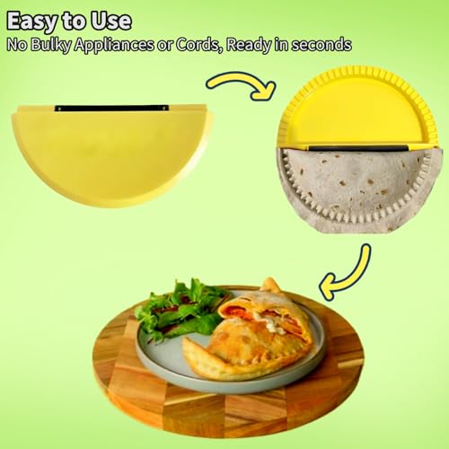 Tortilla Crimper & Quesadilla Maker Kit, 8-Inch Sandwich Sealer for Empanadas, Samosas, Hand Pies, BPA-Free Plastic Snack Press Tool with Easy-Grip Handle DIY Cold/Hot Meal Prep Accessory (1)