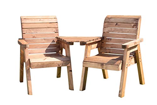 Rustic Style Heavy Duty Wooden Garden Love Seat, Tanalised & Pressure Treated -20 Year Guarantee