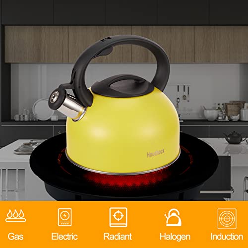 Tea Kettle, 2.5 Liter Loud Stovetop Whistling Teakettle With Cool Grip Ergonomic Handle Food Grade Stainless Steel Teapot For Tea, Coffee, Milk Yellow #TOP2